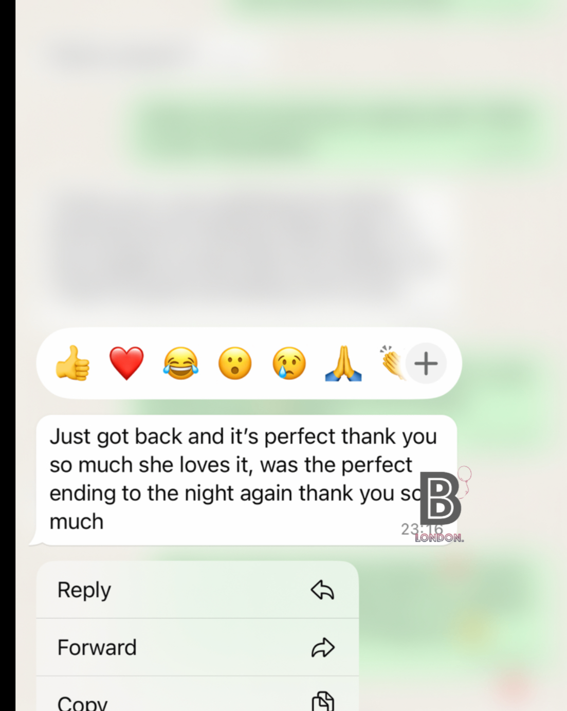 Thank-you message from Sara following a celebration at Pan Pacific — Suite