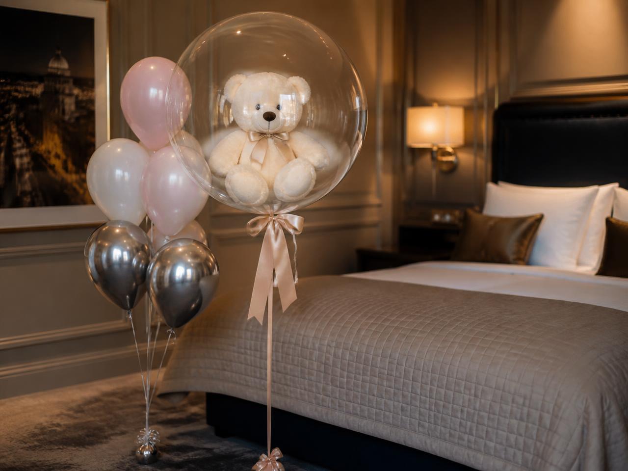 Personalised BOBO Gift styled inside a hotel room celebration